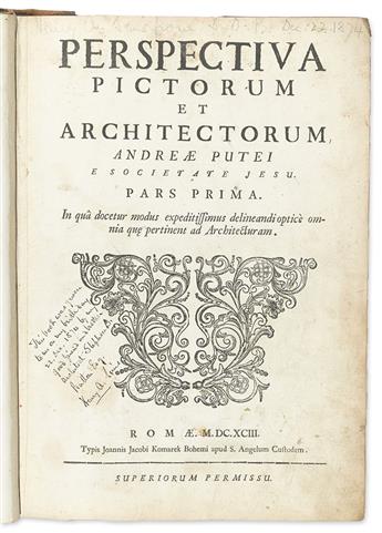 (DA VINCI.) Pozzo, Andrea * Fresne, Rafaelle du. Perspectiva pictorum et architectorum * Trattato della pittura di Lionardo Da Vinci.